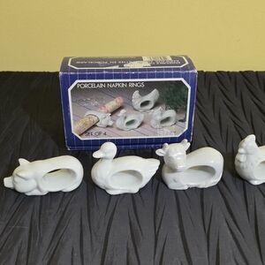 1984 Porcelain Animal Napkin Rings Set of 4